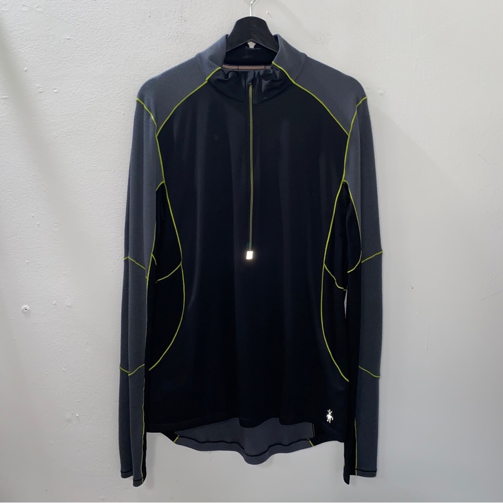 Smartwool PhD Wind 1/2 Zip Pullover Long Sleeve Gray Merino Wool Jacket Large